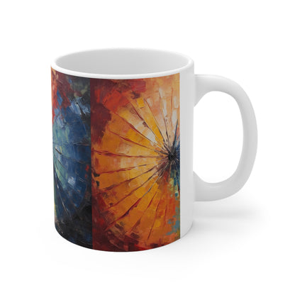 Ceramic Mug: Abstract Japanese Umbrella Symphony