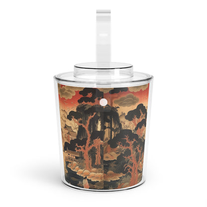 Custom Japanese Tapestry Ice Bucket with Tongs: Your Personalized Artistic Statement