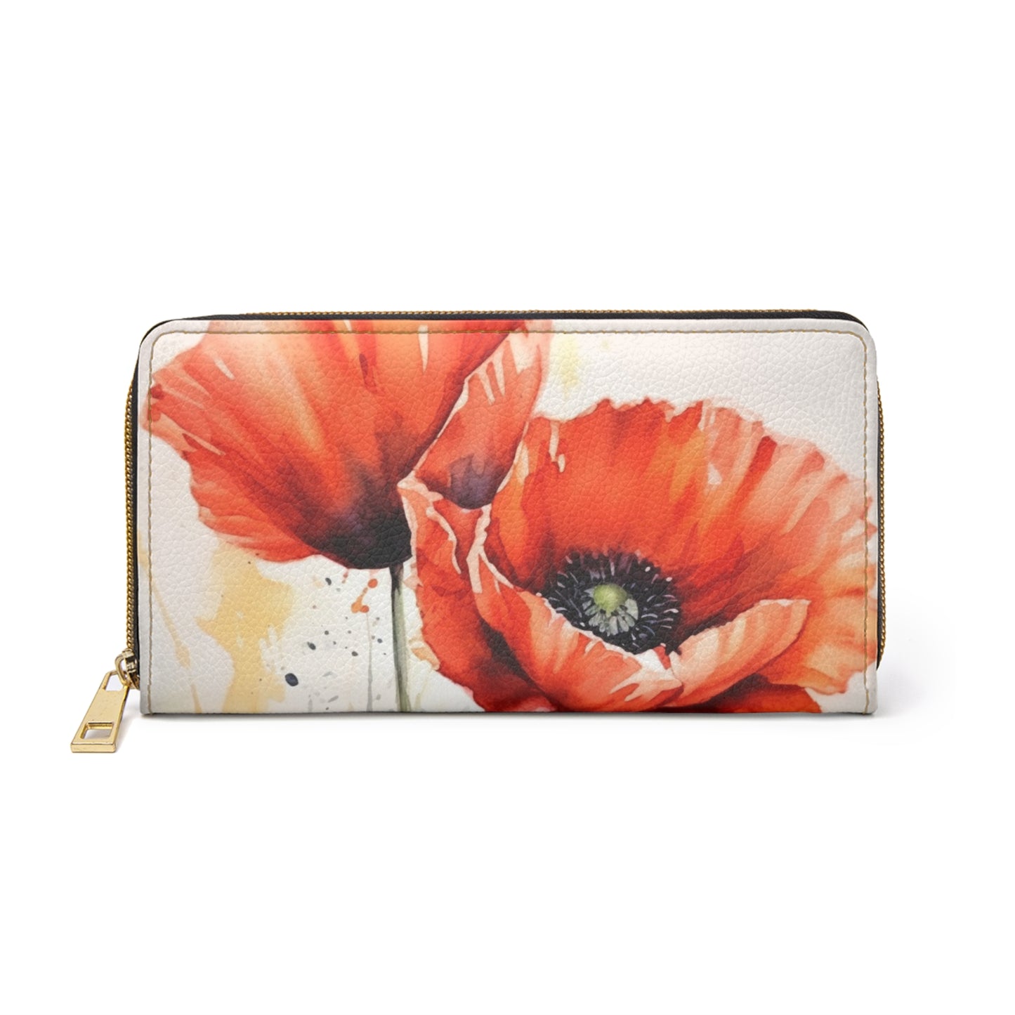 Whimsical Poppy Flower Watercolor Zipper Wallet: An Artistic Delight