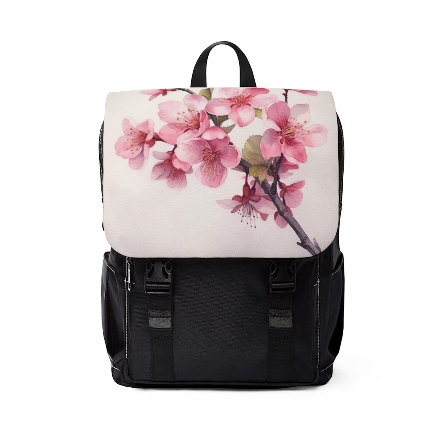 Artistic Flourish: Floral Watercolor Cherry Blossom Unisex Casual Shoulder Backpack