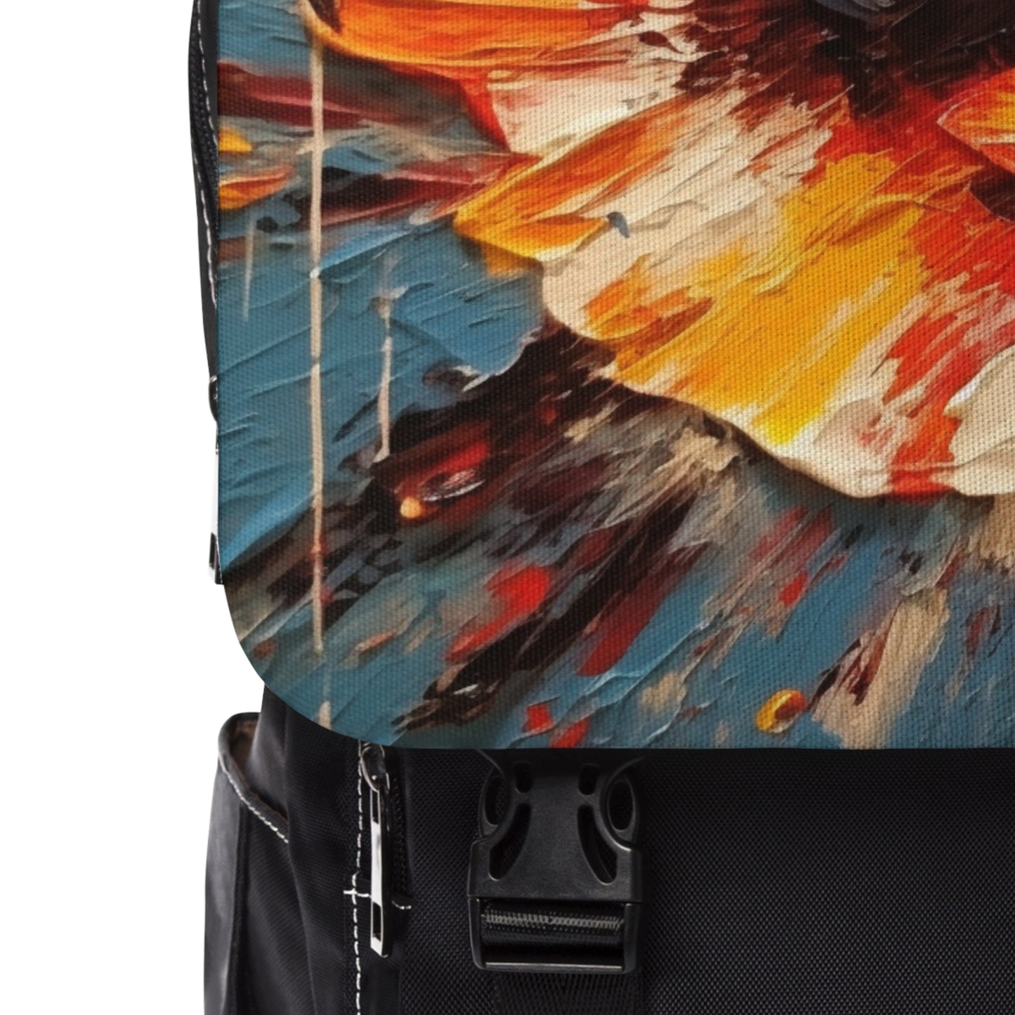 Poppy Symphony: Unisex Casual Shoulder Backpack with Abstract Floral Artwork