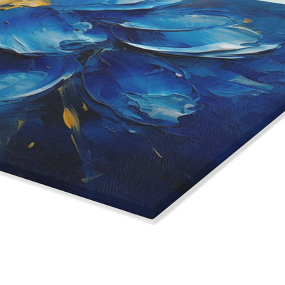 Abstract Wallpaper Glass Cutting Board : Immersive Floral Beauty with Blue Orchid Motif