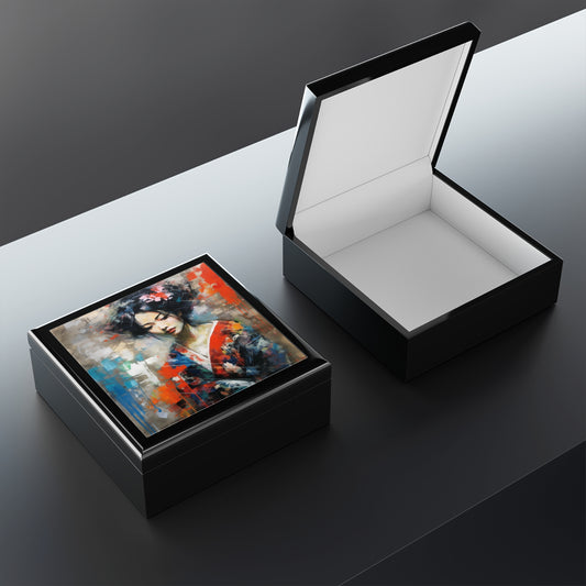 Jewelry Box with Geisha Art: Sip in Style with Japanese Artistic Flair