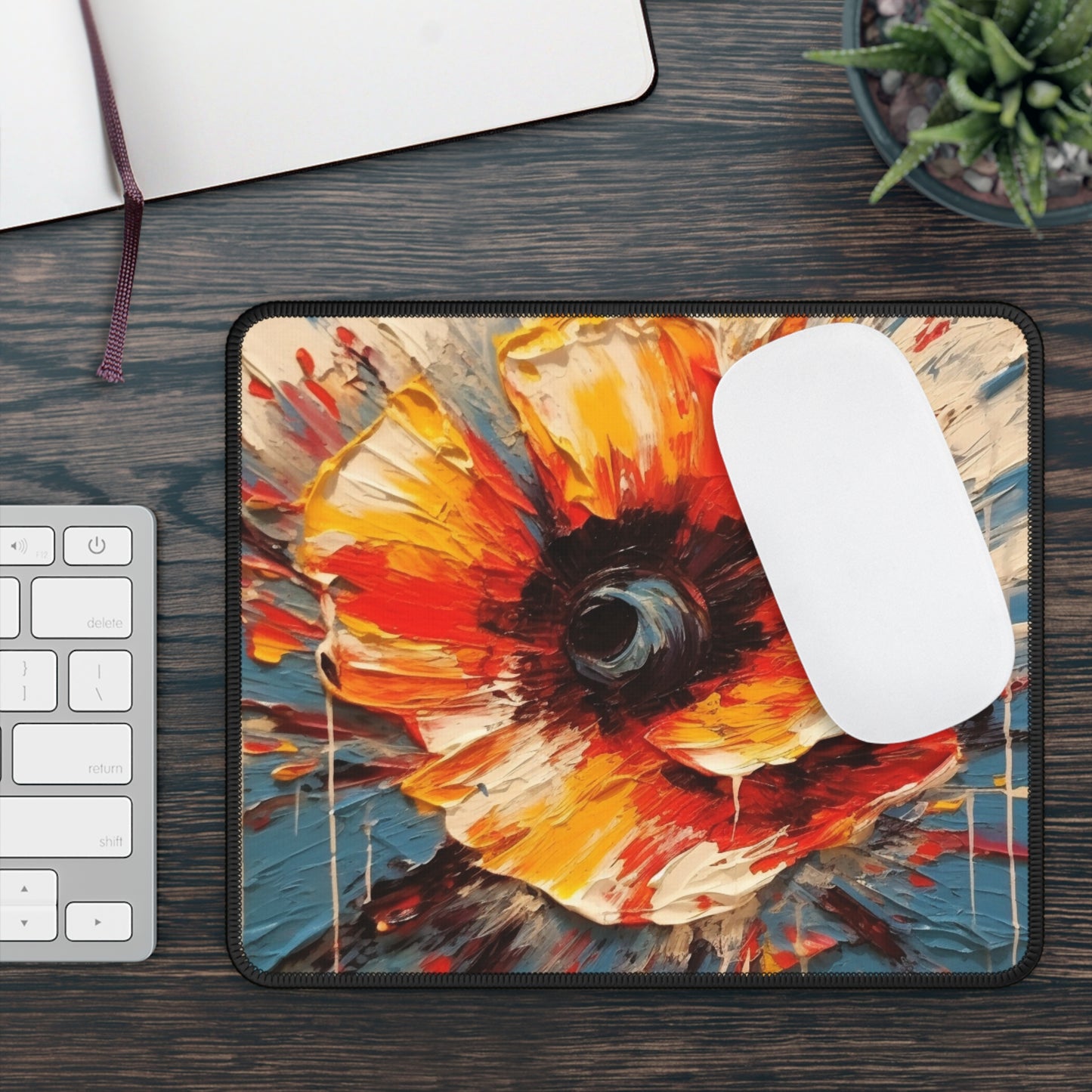 Poppy Symphony: Gaming Mouse Pad with Abstract Floral Artwork