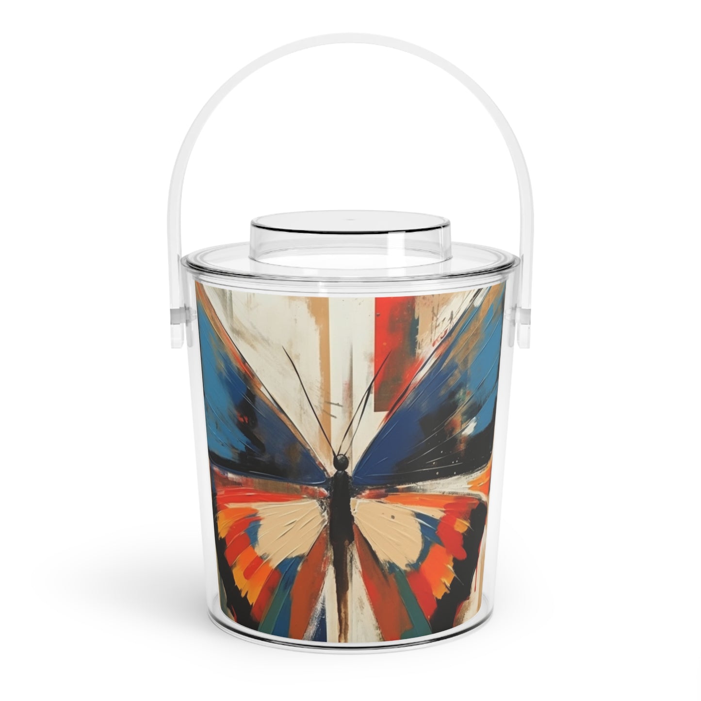 Abstract Butterfly Paradise: Ice Bucket with Tongs for Nature and Art Lovers