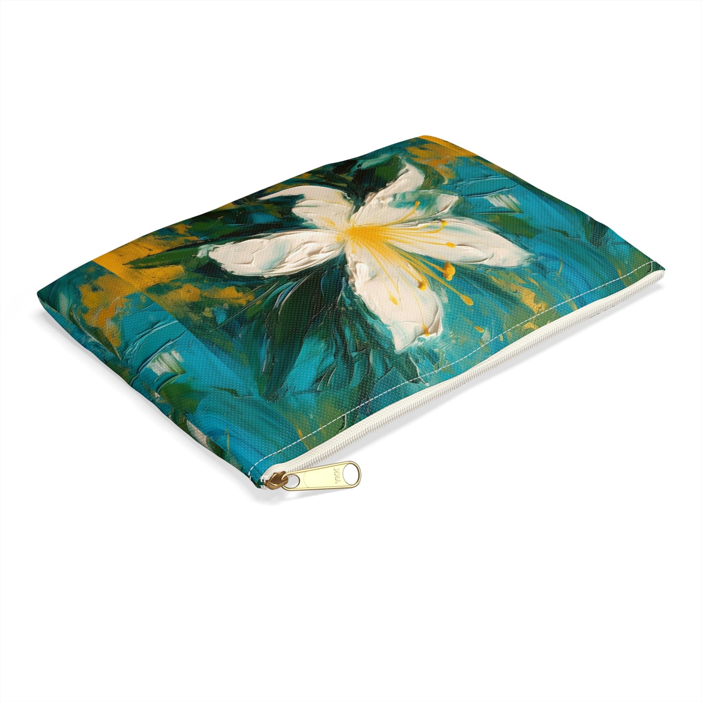 Floral Symphony: Accessory Pouch featuring an Abstract Oil Painting of Jasmine