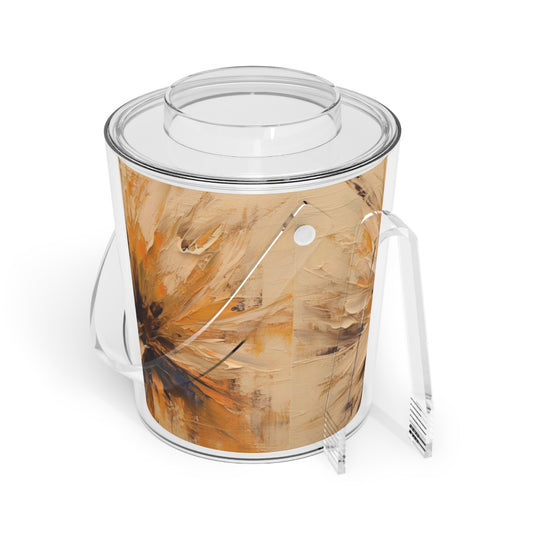 Abstract Tan Hua Painting on Ice Bucket with Tongs: A Fusion of Art and Nature