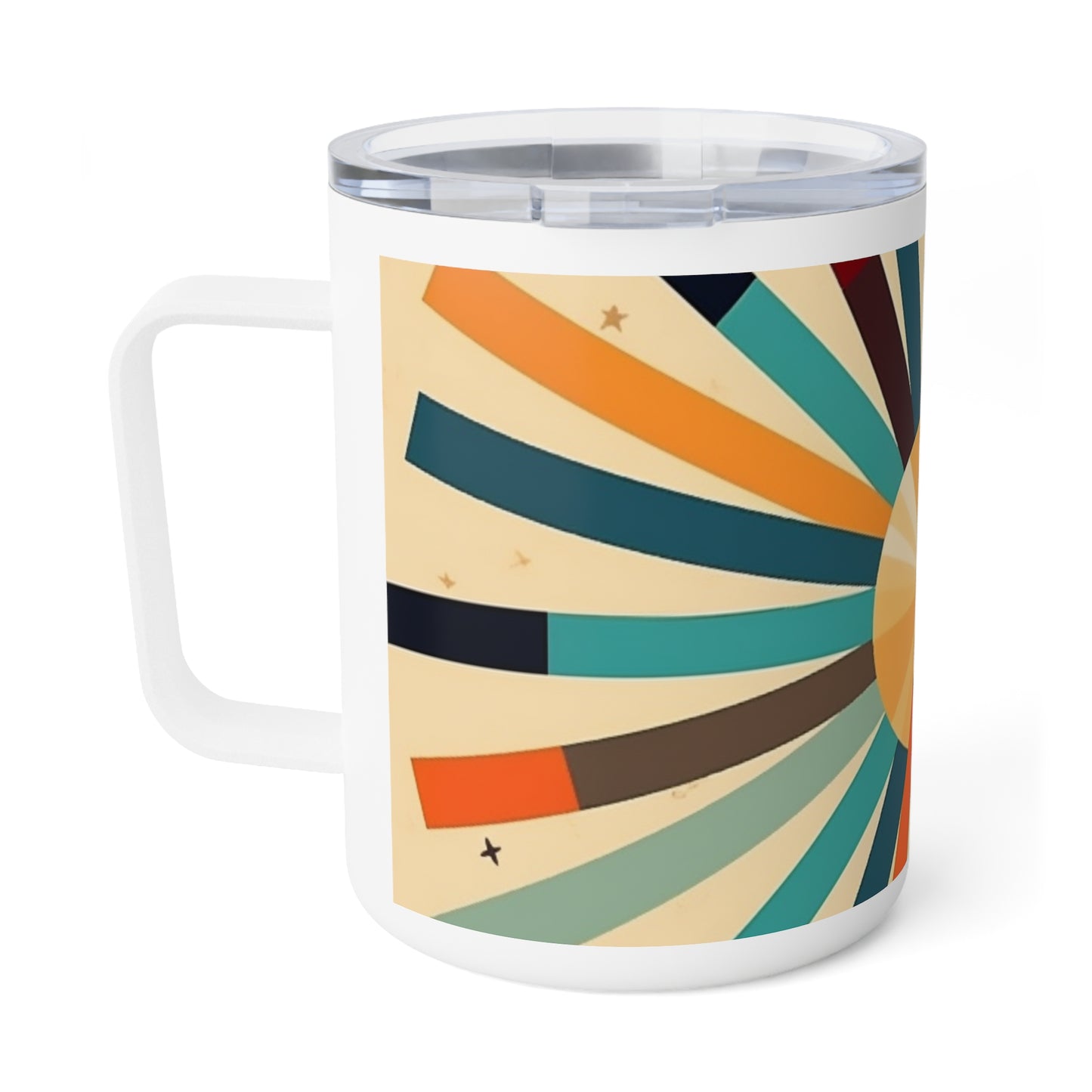 Midcentury Starburst: Insulated Coffee Mug for Modern Design Enthusiasts