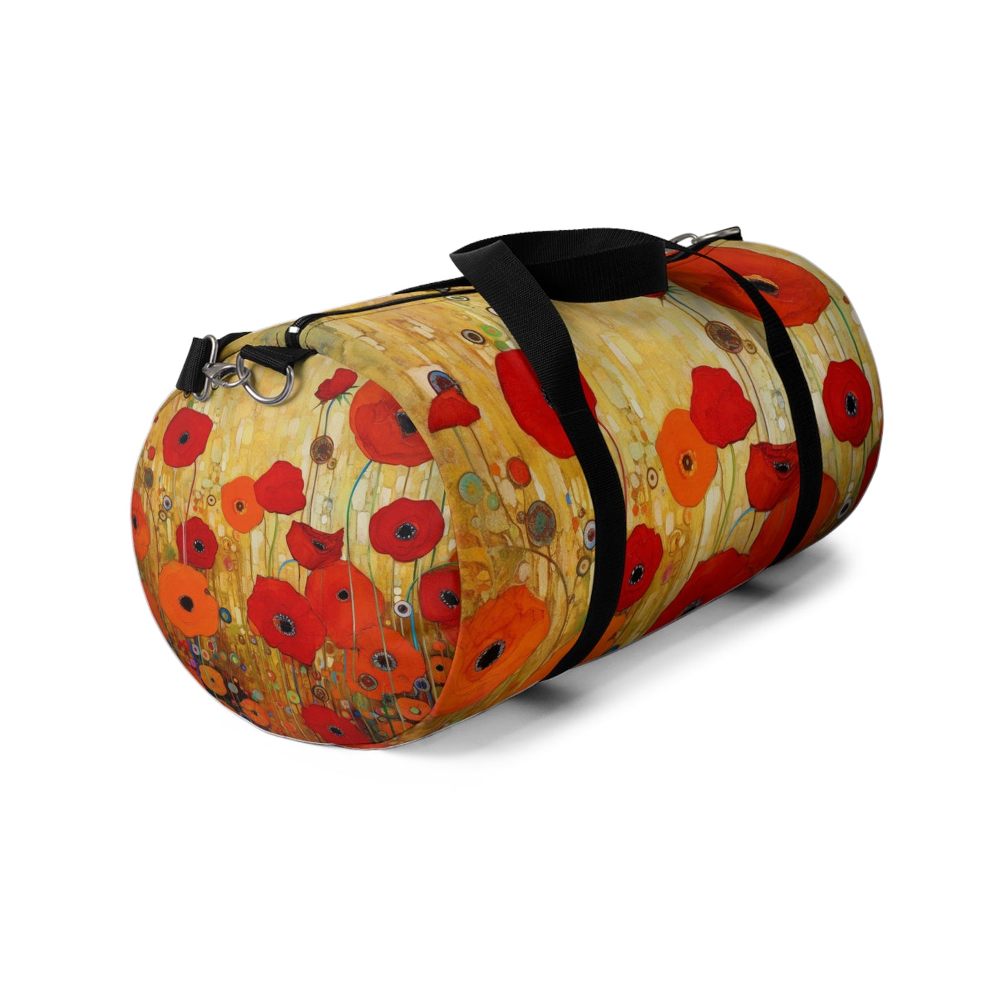 Floral Symphony: Duffel Bag showcasing Gustav Klimt's Poppies in Art Nouveau