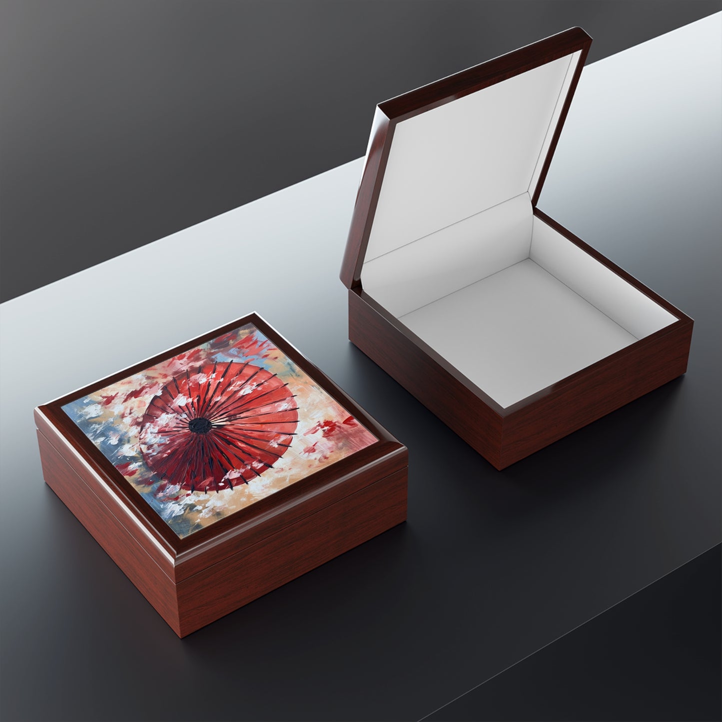 Abstract Japanese Umbrella Painting Jewelry Box: Unleashing Artistic Beauty