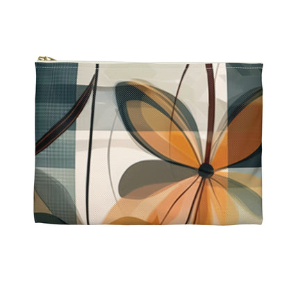 Botanical Chic: Flower Drawings and Minimalist Accessory Pouch Design with Midcentury Flair