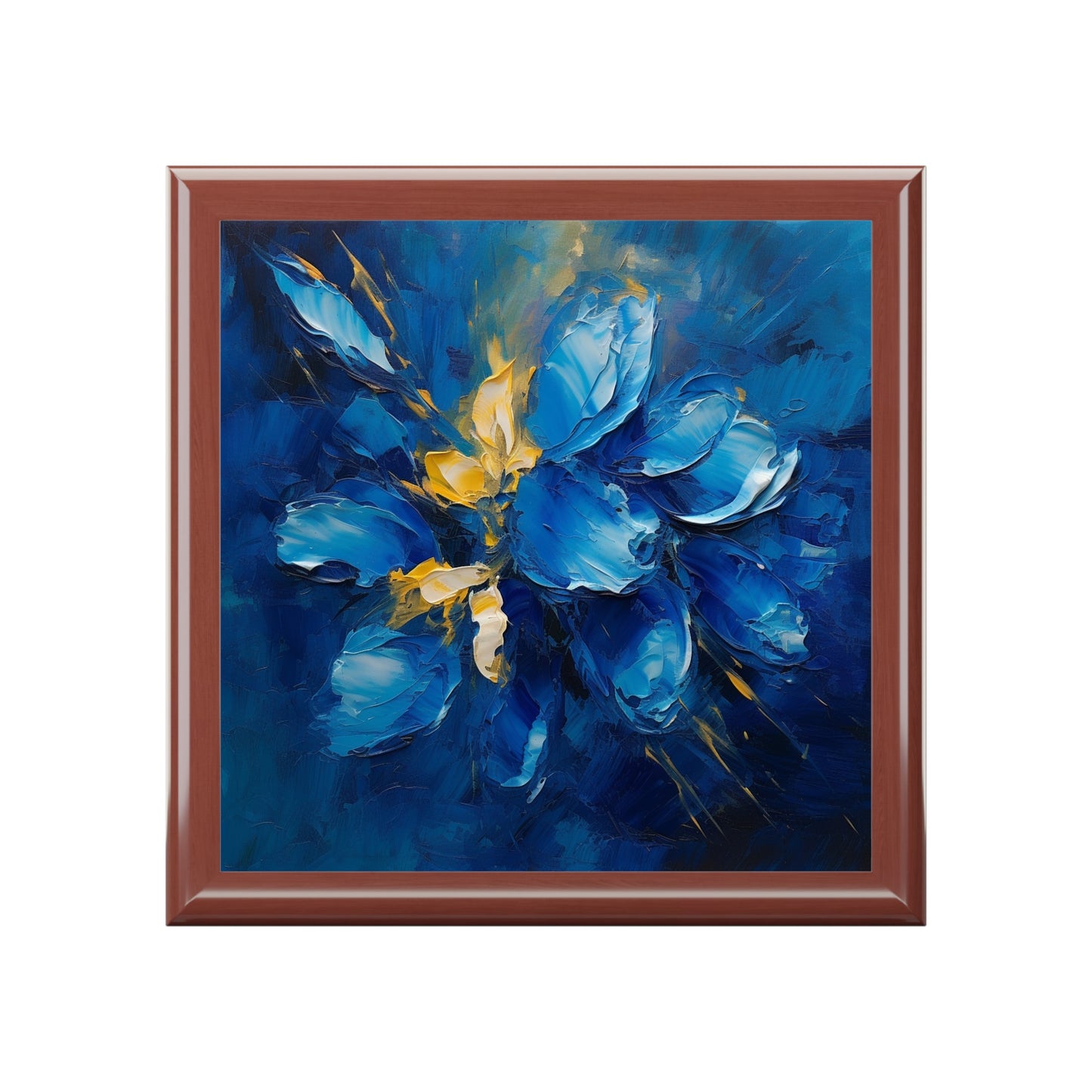 Abstract Wallpaper Jewelry Box: Immersive Floral Beauty with Blue Orchid Motif