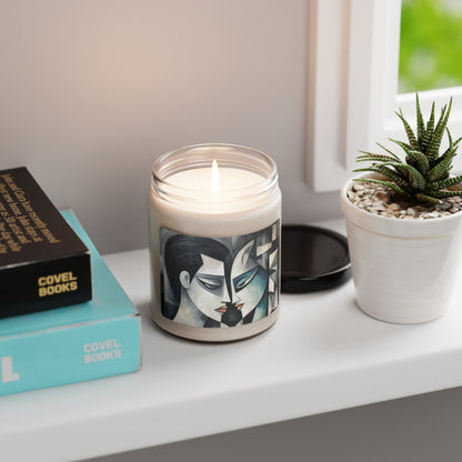 Scented Soy Candle with Cubist Art Finesse and Abstract Flair