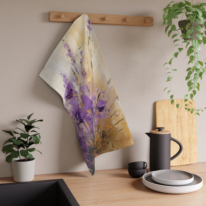 Expressive Lavender Drawing on Kitchen Towel: A Symphony of Colors and Petals