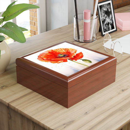 Watercolor Poppy Garden Jewelry Box: Unleash the Beauty of Nature