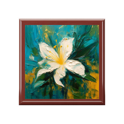 Floral Symphony: Jewelry Box featuring an Abstract Oil Painting of Jasmine