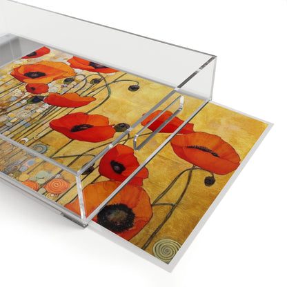 Acrylic Serving Tray Adorned with Gustav Klimt's Poppies