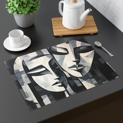 Abstract Oil Paint Placemat: Cubist Artistry in a Portable Masterpiece