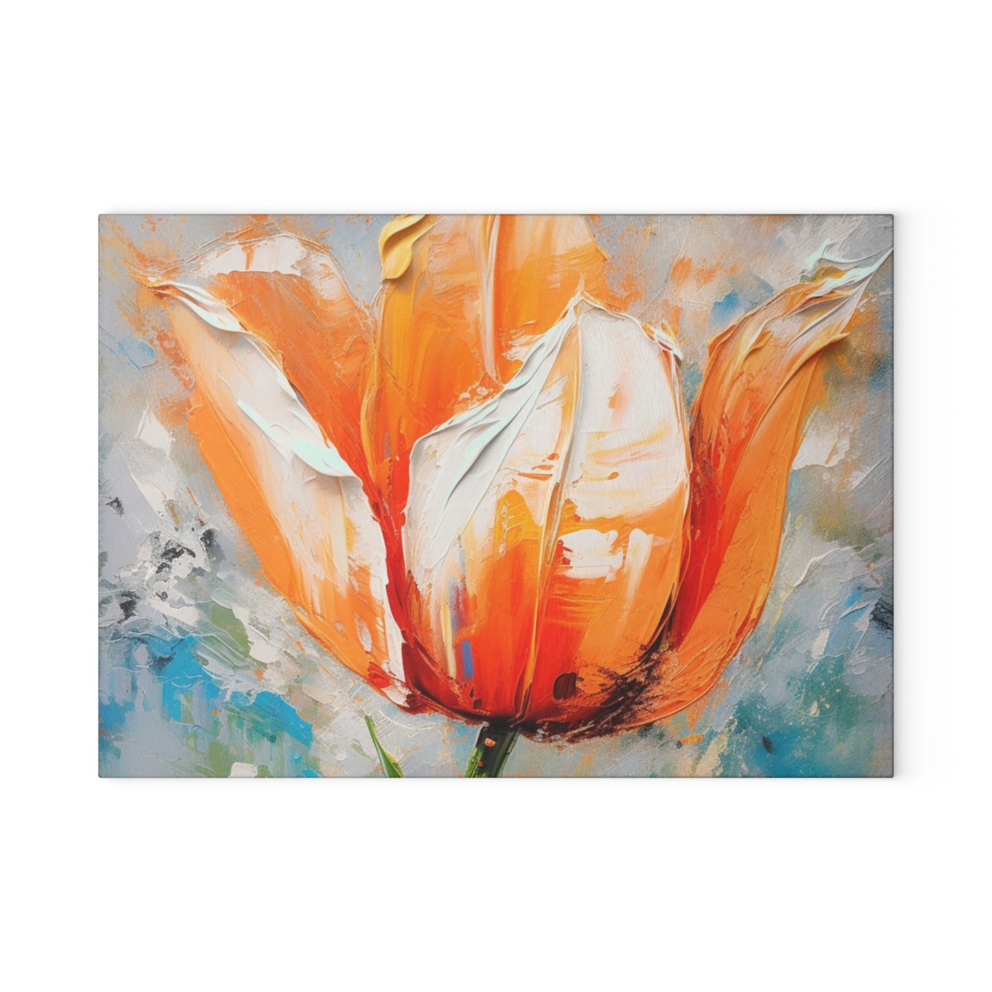 Glass Cutting Board with Vibrant Orange Tulip: Embrace the Beauty of Nature