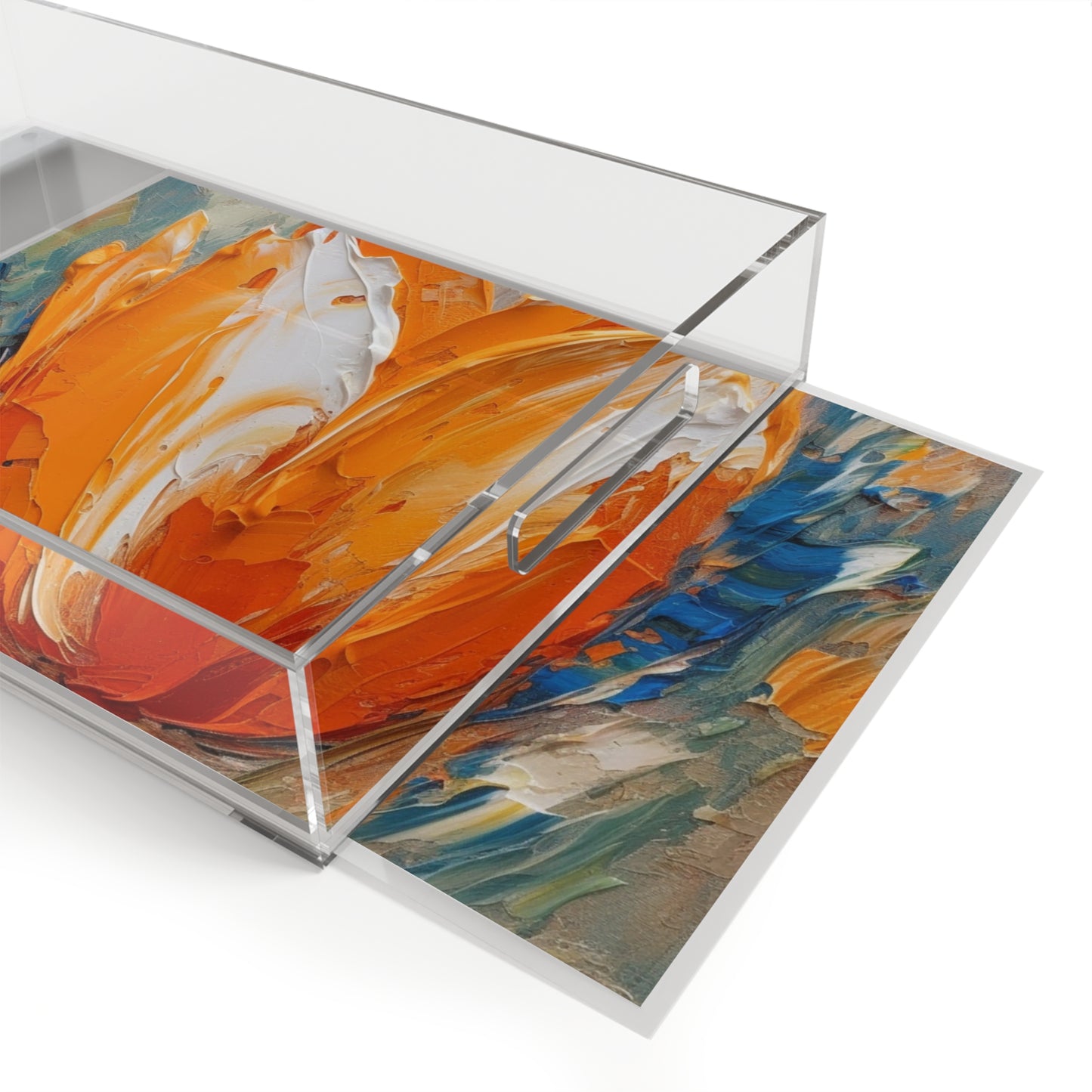 Acrylic Serving Tray Paradise: Orange Tulip Abstract Art Painting