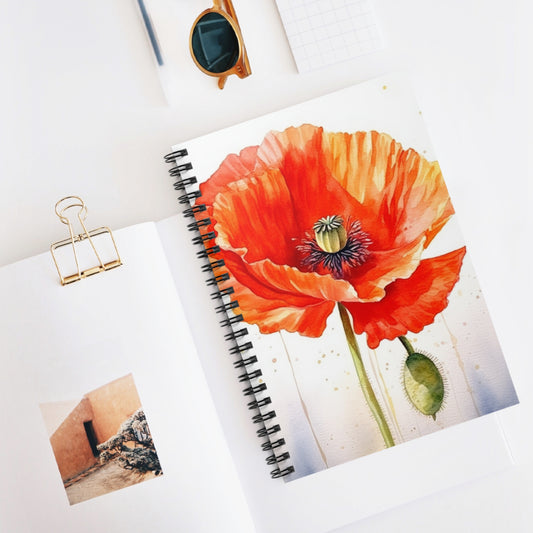 Watercolor Poppy Garden Spiral Notebook: Unleash the Beauty of Nature