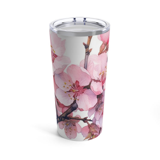 Whimsical Delight: Watercolor Cherry Blossom Tree Tumbler