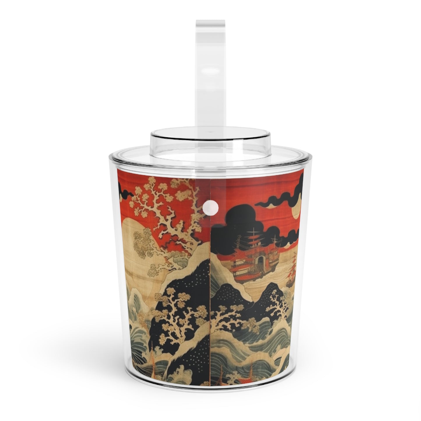 Artistic Fusion - Where Japanese Tapestry Meets the Perfect Ice Bucket with Tongs