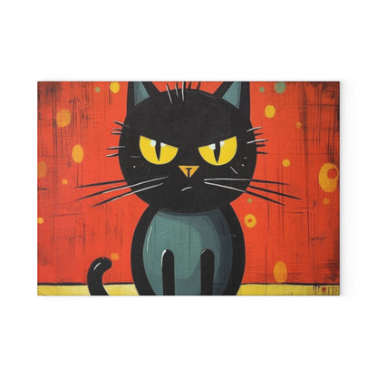 Fashionably Retro Feline: Midcentury Modern Glass Cutting Board with a Vintage Cat-Inspired Flair