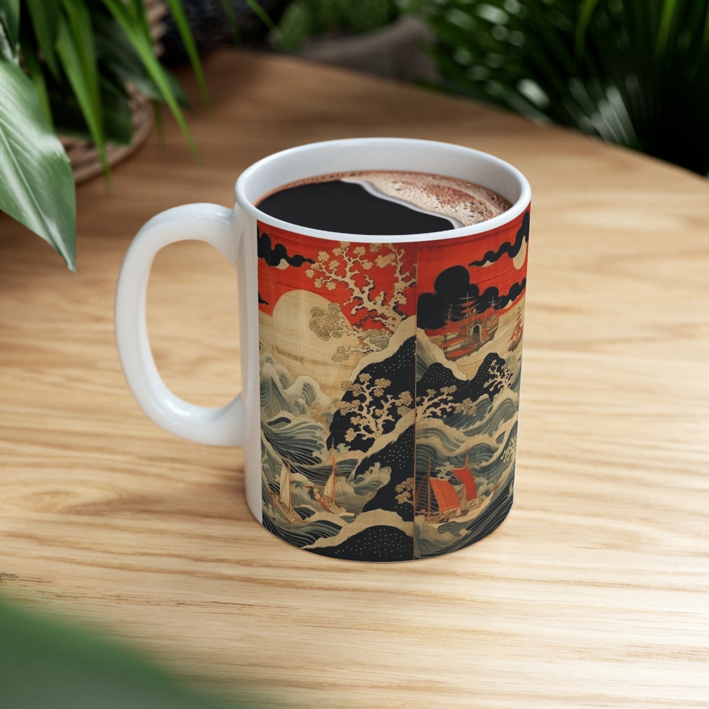 Ceramic Mug: Artistic Fusion - Where Japanese Tapestry Meets the Perfect Coffee Mug