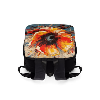 Poppy Symphony: Unisex Casual Shoulder Backpack with Abstract Floral Artwork