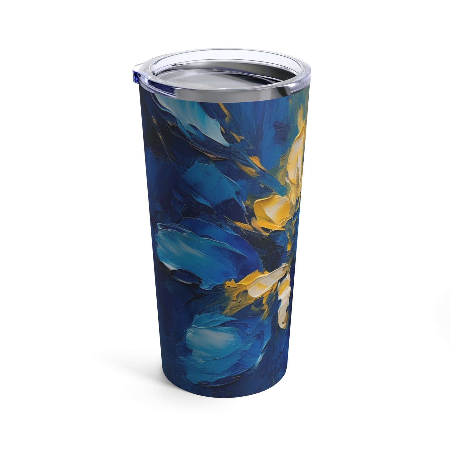 Abstract Wallpaper Tumbler: Immersive Floral Beauty with Blue Orchid Motif