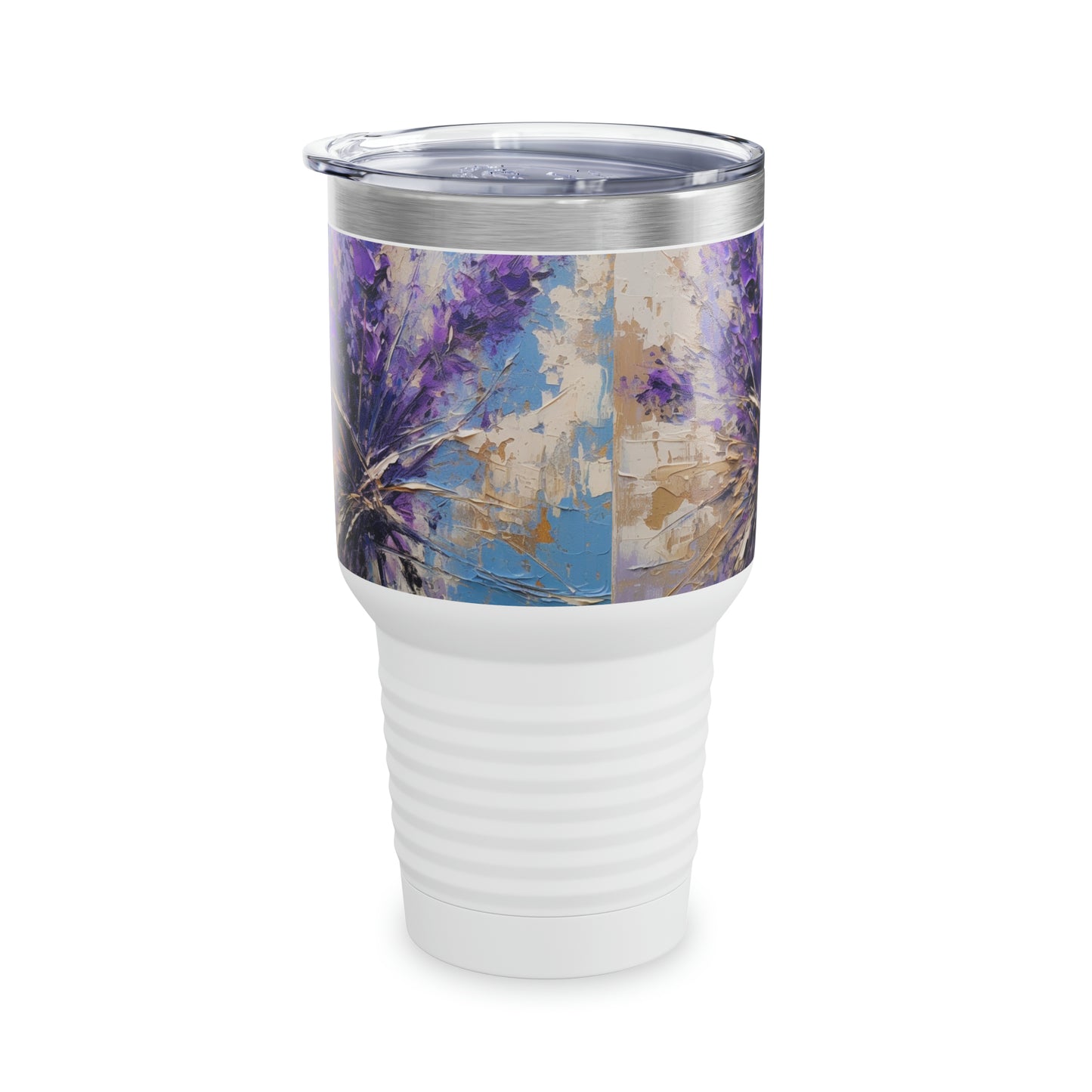 Floral Delight: Ringneck Tumbler with Vibrant Lavender Artistry