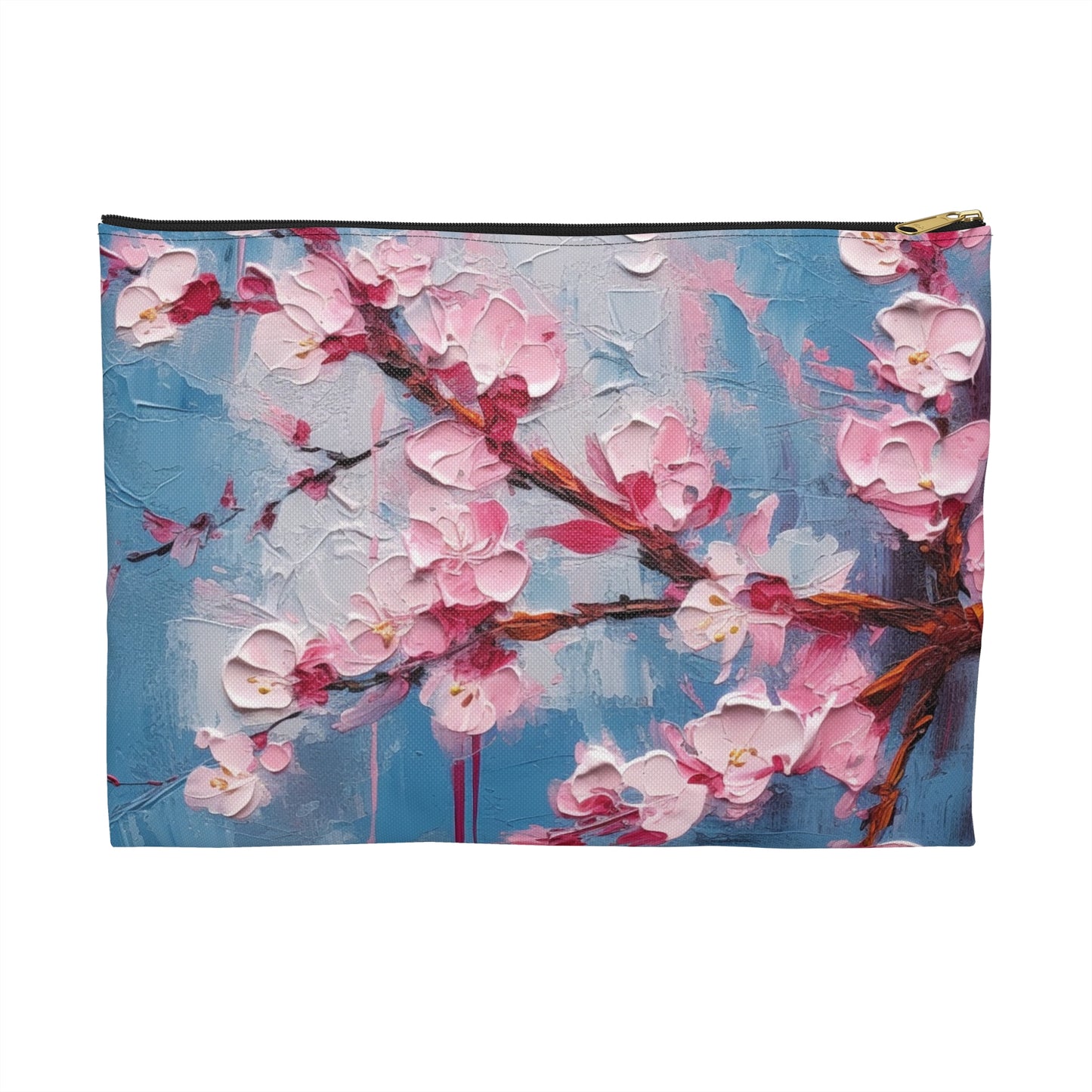 Accessory Pouch with Abstract Cherry Blossom Drawing: Embrace the Serenity