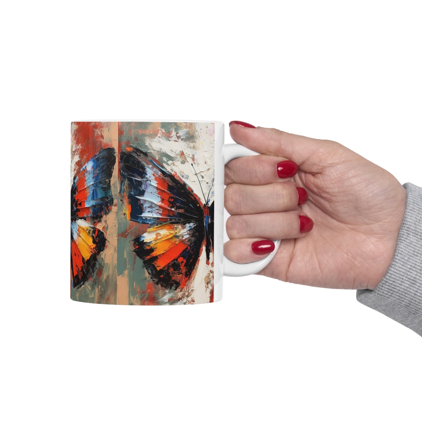 Ceramic Mug with Bauhaus Butterfly Drawing: A Harmonious Blend of Art and Functionality