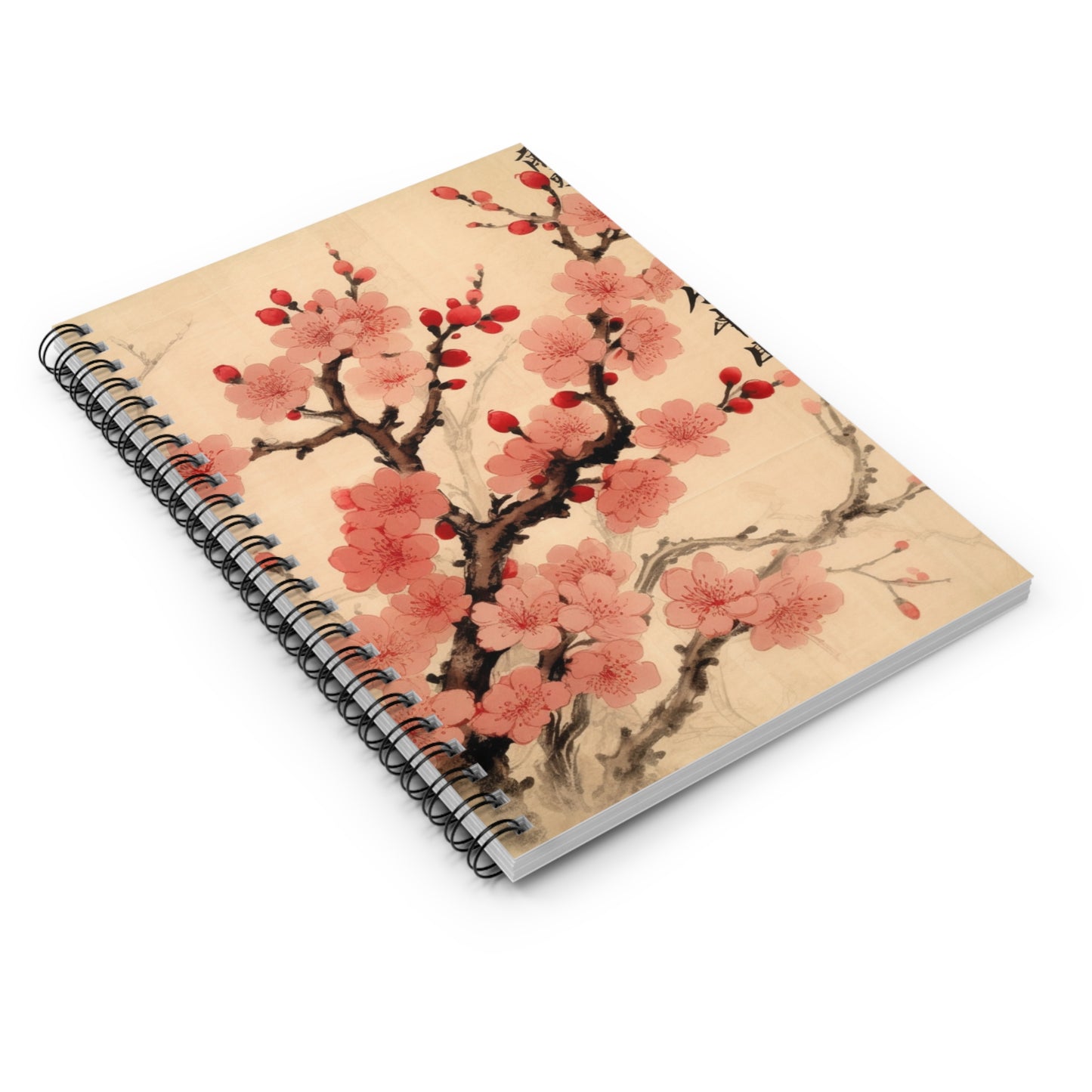 Floral Fusion: Spiral Notebook Merging Cherry Blossom Beauty and Artistic Flower Drawings