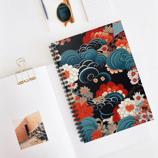 Silk and Serenity: Delicate Kimono-Inspired Spiral Notebook