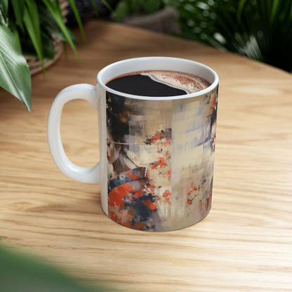 Unleash Your Creativity: Abstract Oil Painting Geisha Ceramic Mug