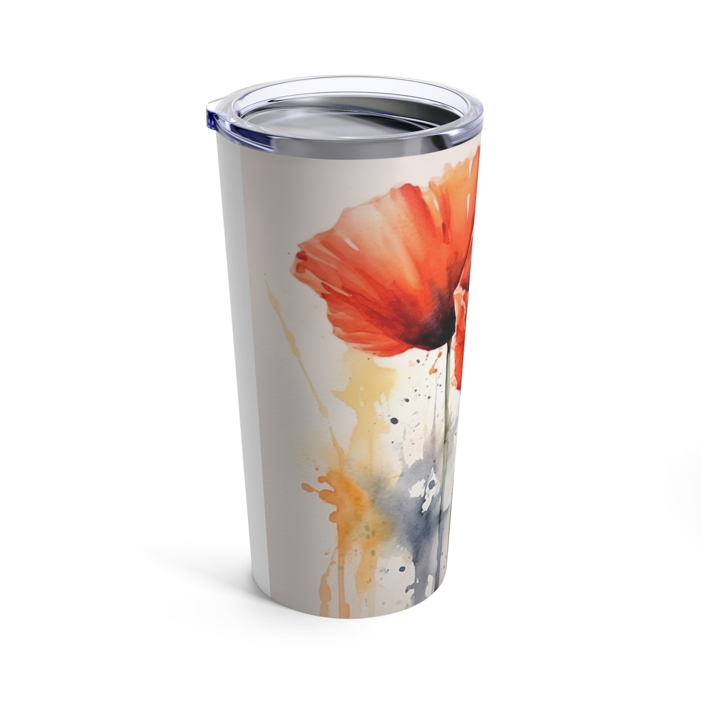 Whimsical Poppy Flower Watercolor Tumbler: An Artistic Delight for Your Sips