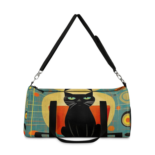 Abstract Cat Expressions: Modern Art-Inspired Midcentury Modern Duffel bag with Timeless Atomic Age Design