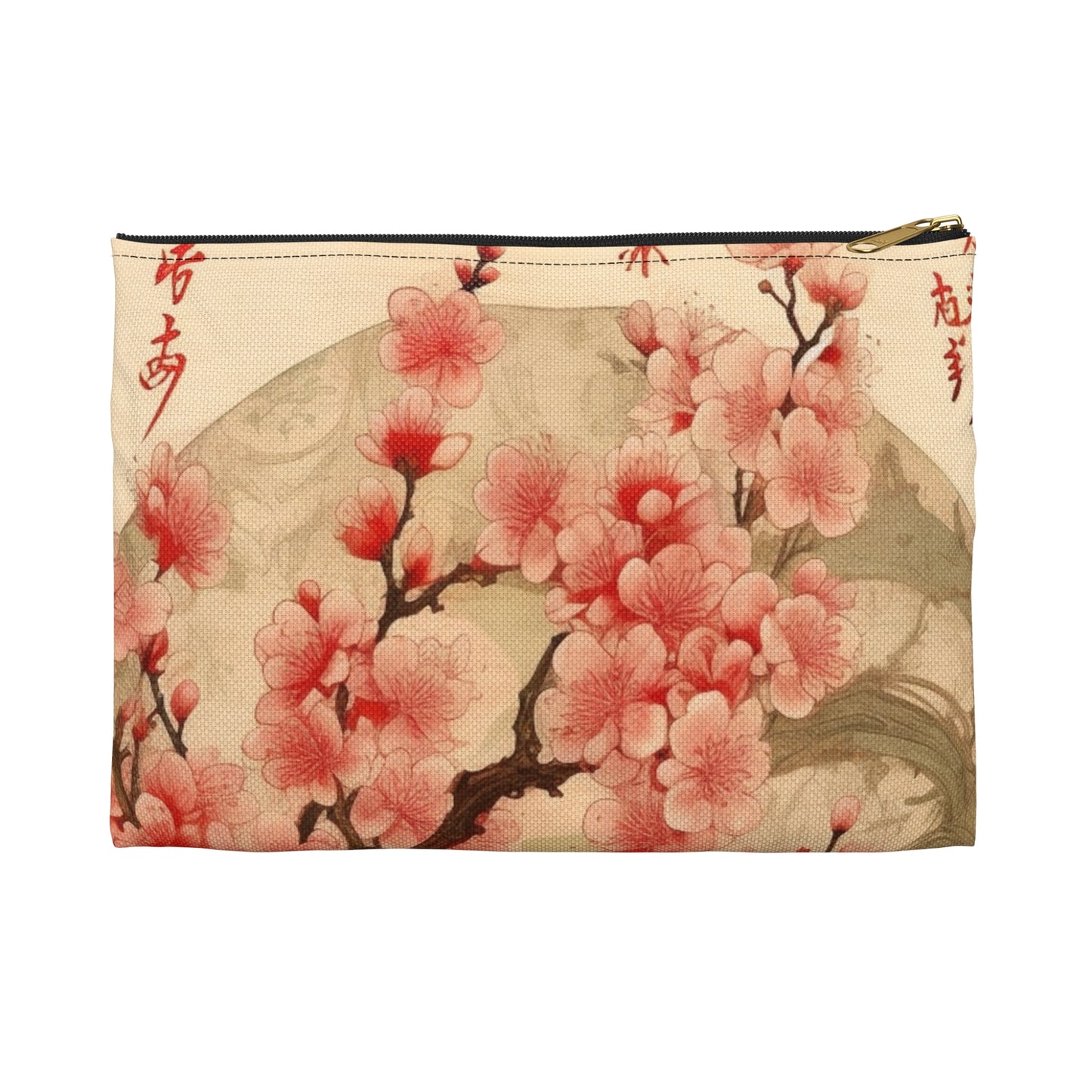 Whimsical Blossom Dreams: Accessory Pouch with Delightful Flower Drawings and Cherry Blossoms