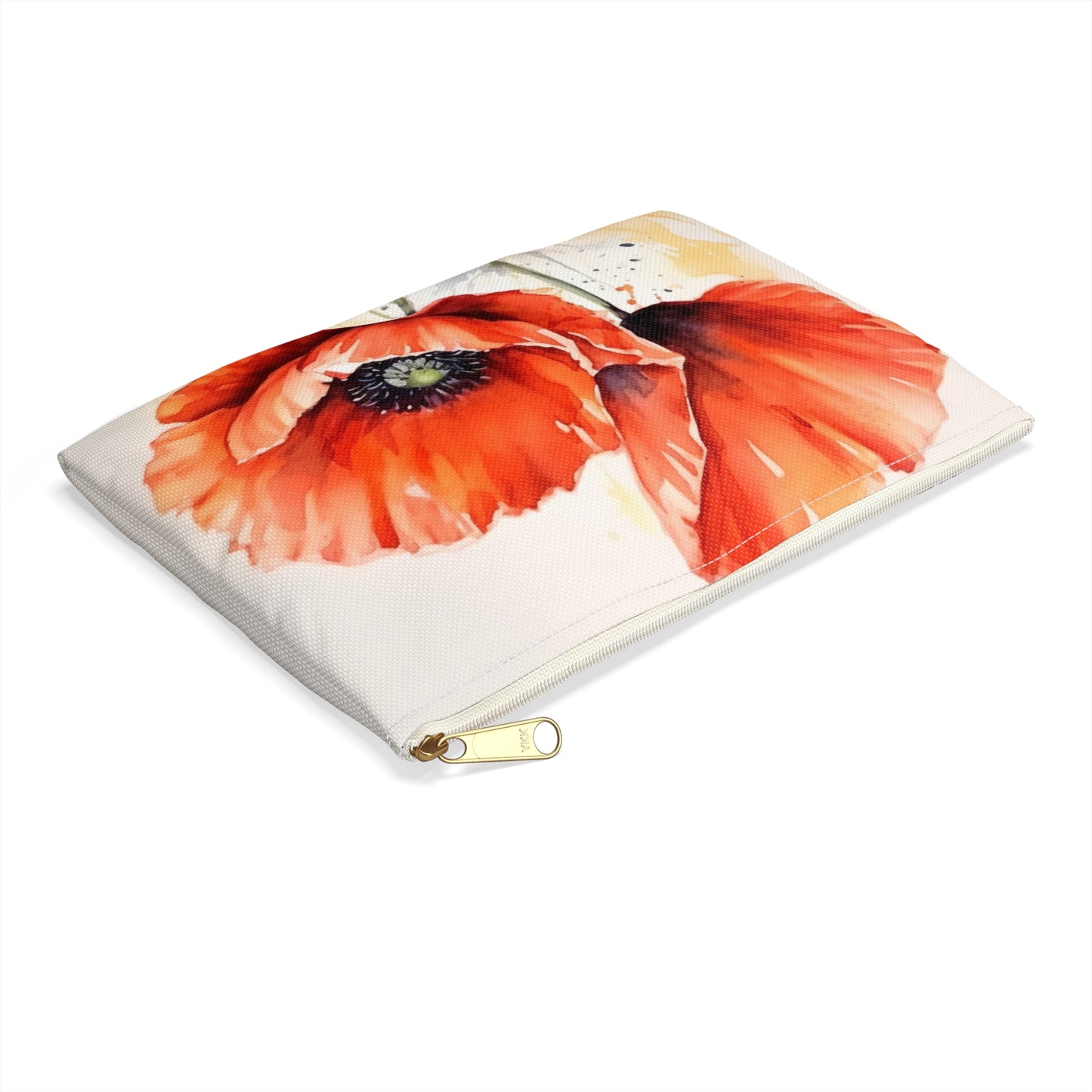 Whimsical Poppy Flower Watercolor Accessory Pouch: An Artistic Delight