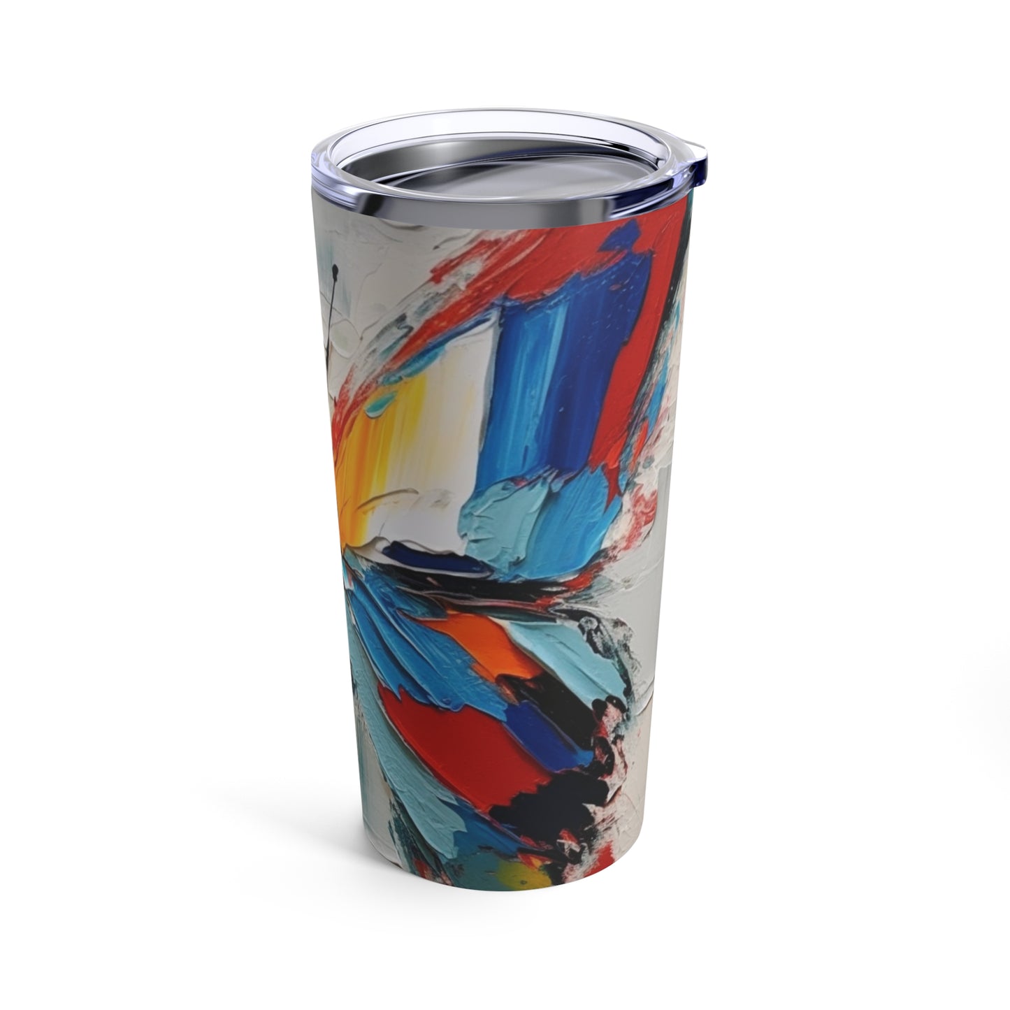 Abstract Tumbler for Art Lovers: Butterfly-Inspired Delight