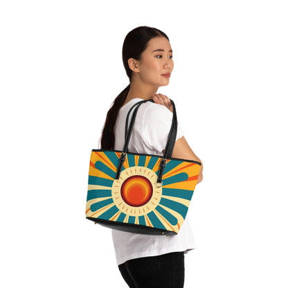 Atomic Age Sunshine: Midcentury Modern Sun PU Leather Shoulder Bag