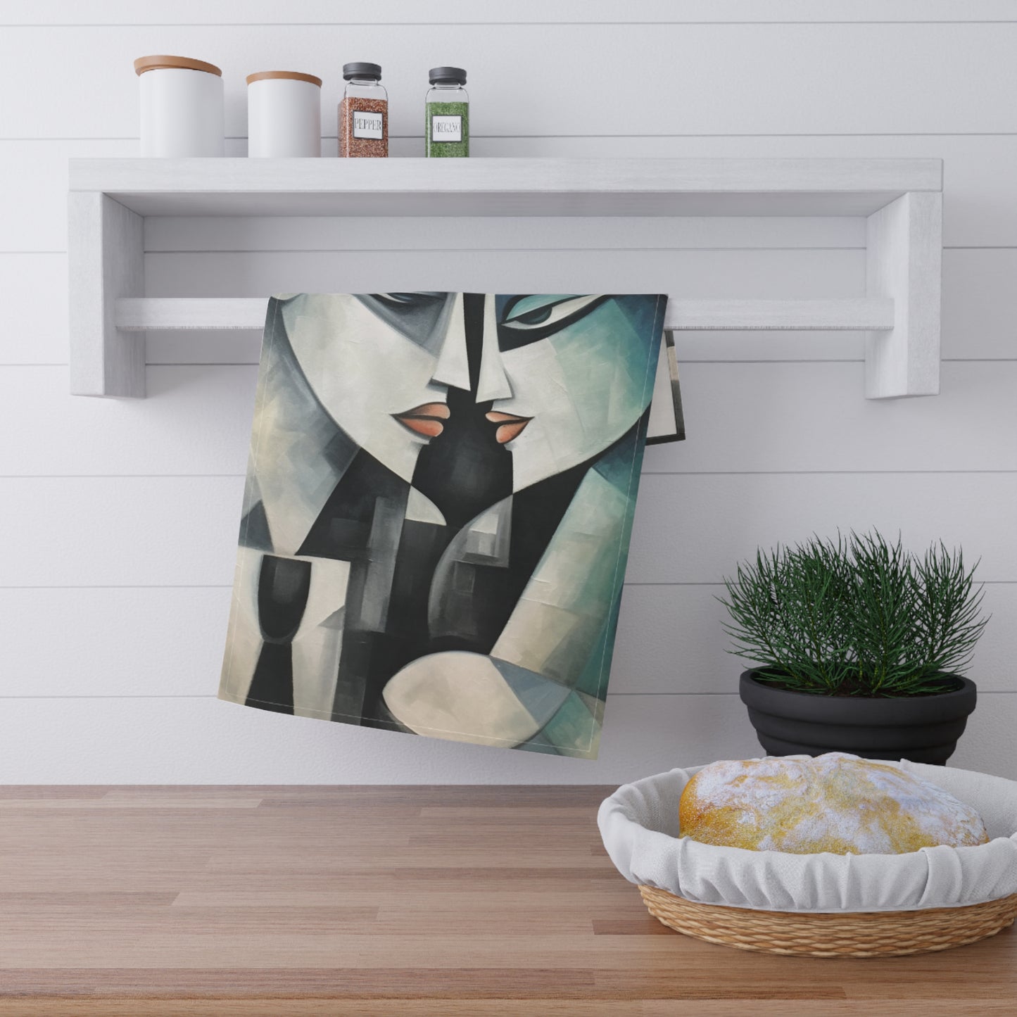 Kitchen Towel with Cubist Art: Artistic Finesse and Abstract Flair