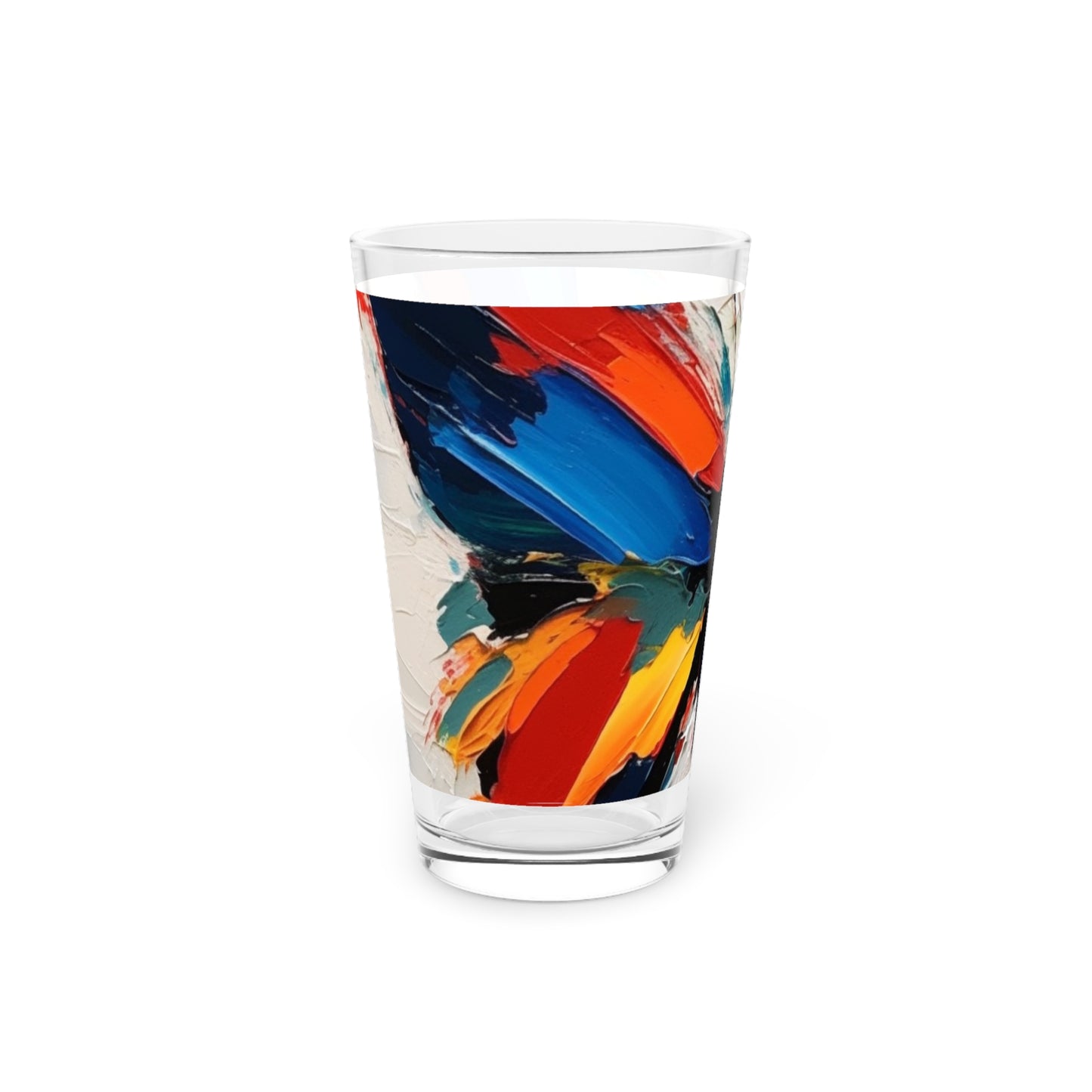 Abstract Pint Glass for Art Lovers: Butterfly-Inspired Delight