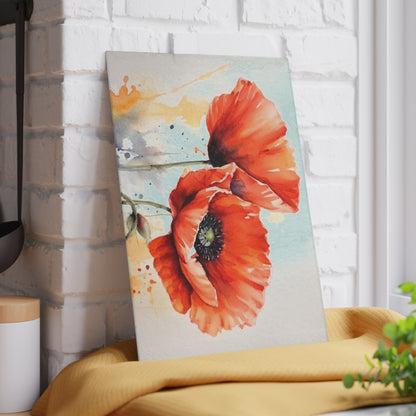 Whimsical Poppy Flower Watercolor Glass Cutting Board: An Artistic Delight