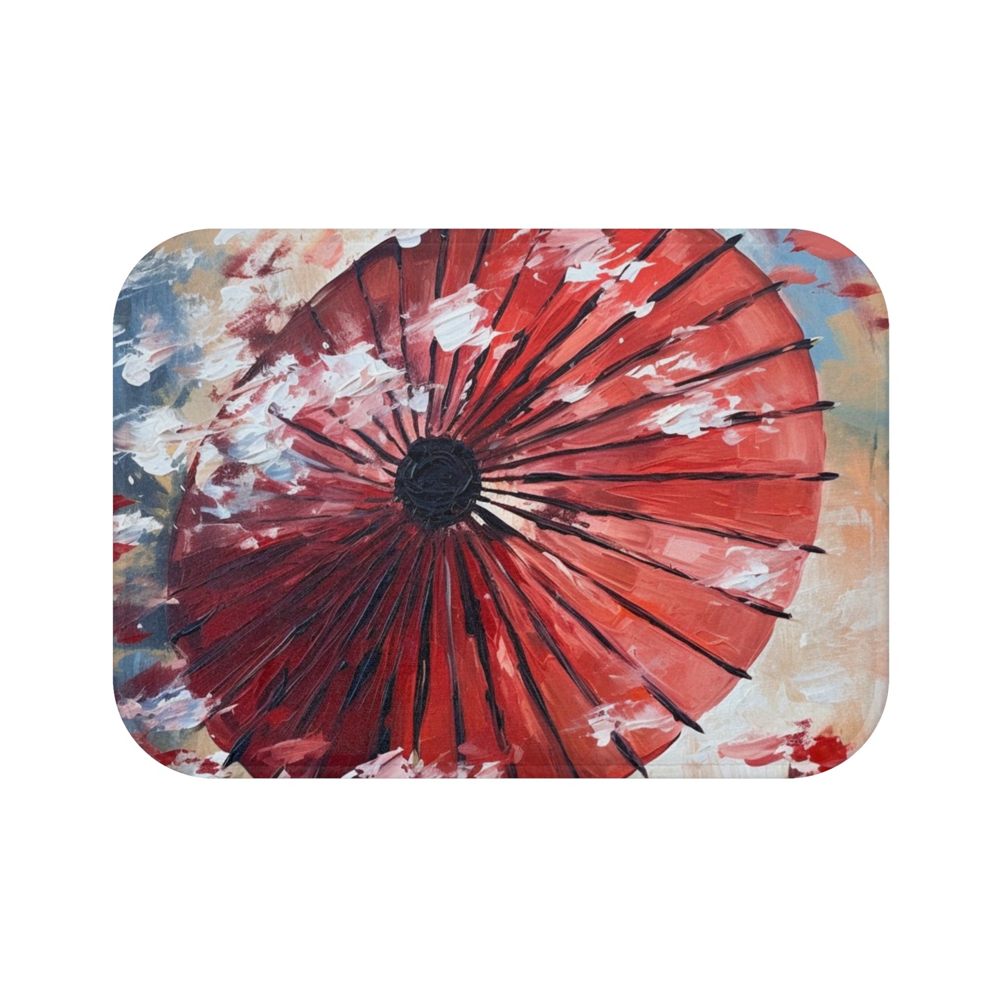 Abstract Japanese Umbrella Painting Bathmat: Unleashing Artistic Beauty