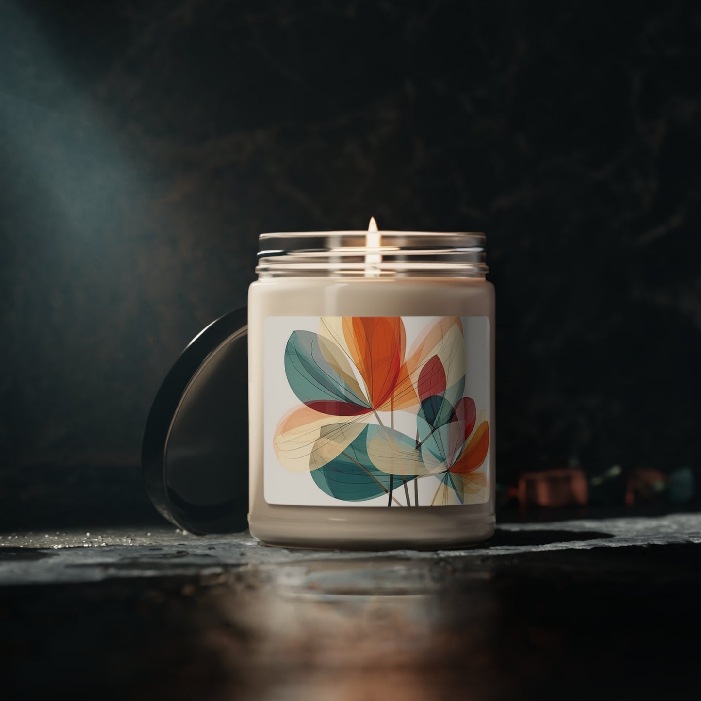 Floral Blossom: Atomic Age Scented Soy Candle with Midcentury Modern Design and Flower Drawings