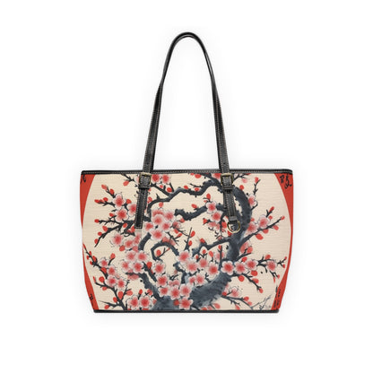 Enchanting Petal Symphony: PU Leather Shoulder Bag Celebrating Cherry Blossom Tree Drawings