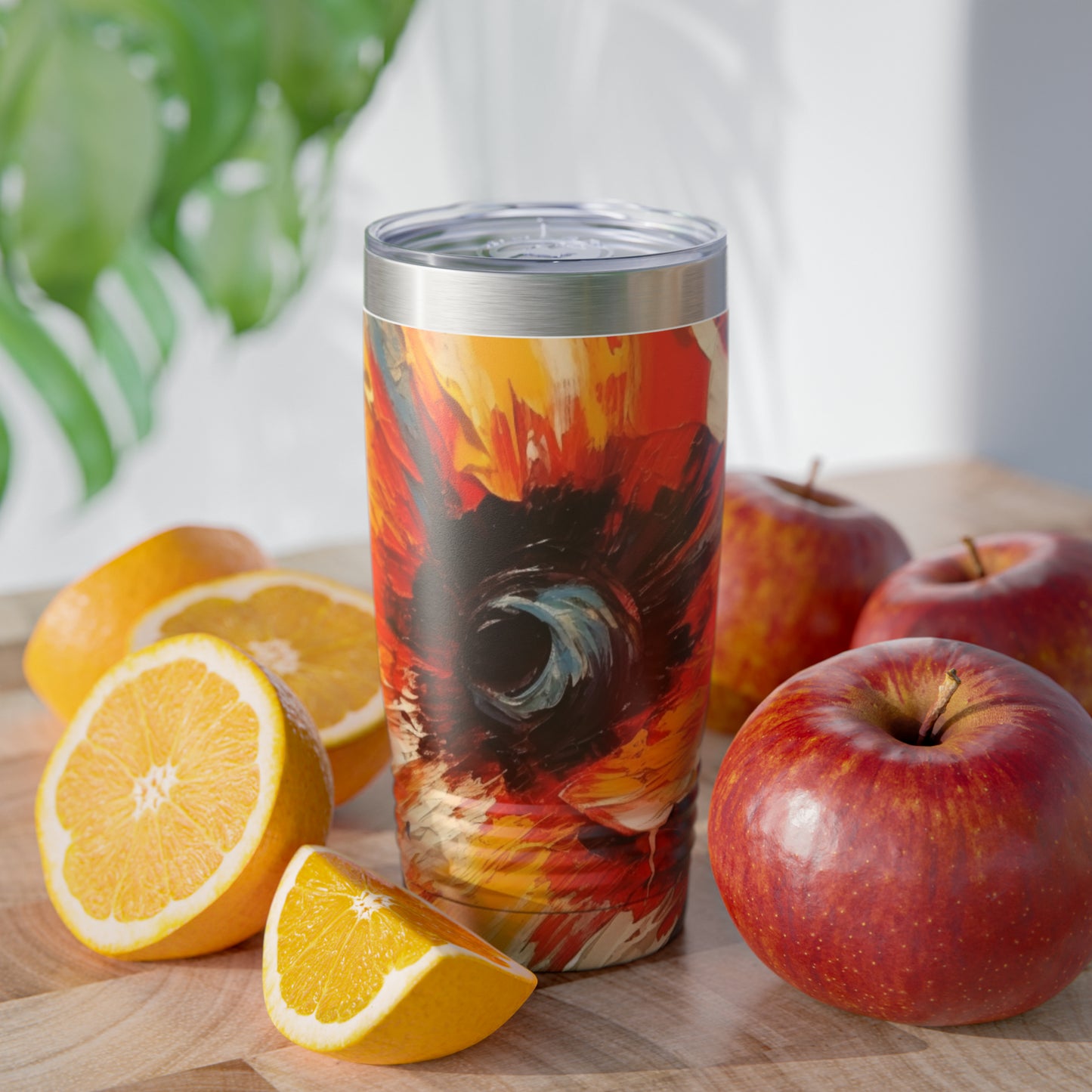 Poppy Symphony: Tumbler with Abstract Floral Artwork